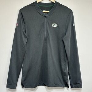 Nike On Field Green Bay Packers 1/2 Zip Pullover Jacket Mens S Gray NFL‎ 906921